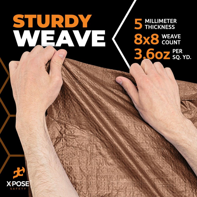 xpose safety Multipurpose Protective Cover Brown Poly Tarp 9' x 12' - Durable, Water Resistant, Weather Resistant - 5 Mil Thick Polyethylene - by Xpose Safety - Image 5
